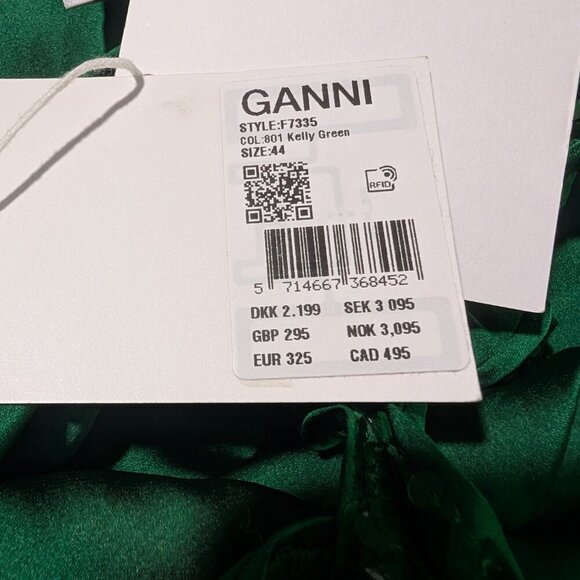 Ganni | Twisted Sequined Satin Mini Dress In Kelly Green - Picture 8 of 15